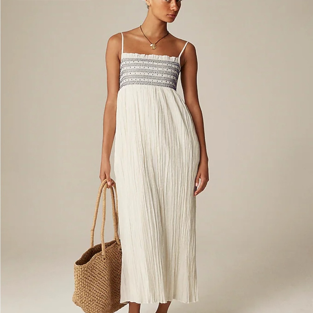 J. Crew White and Gray Striped Maxi Dress
